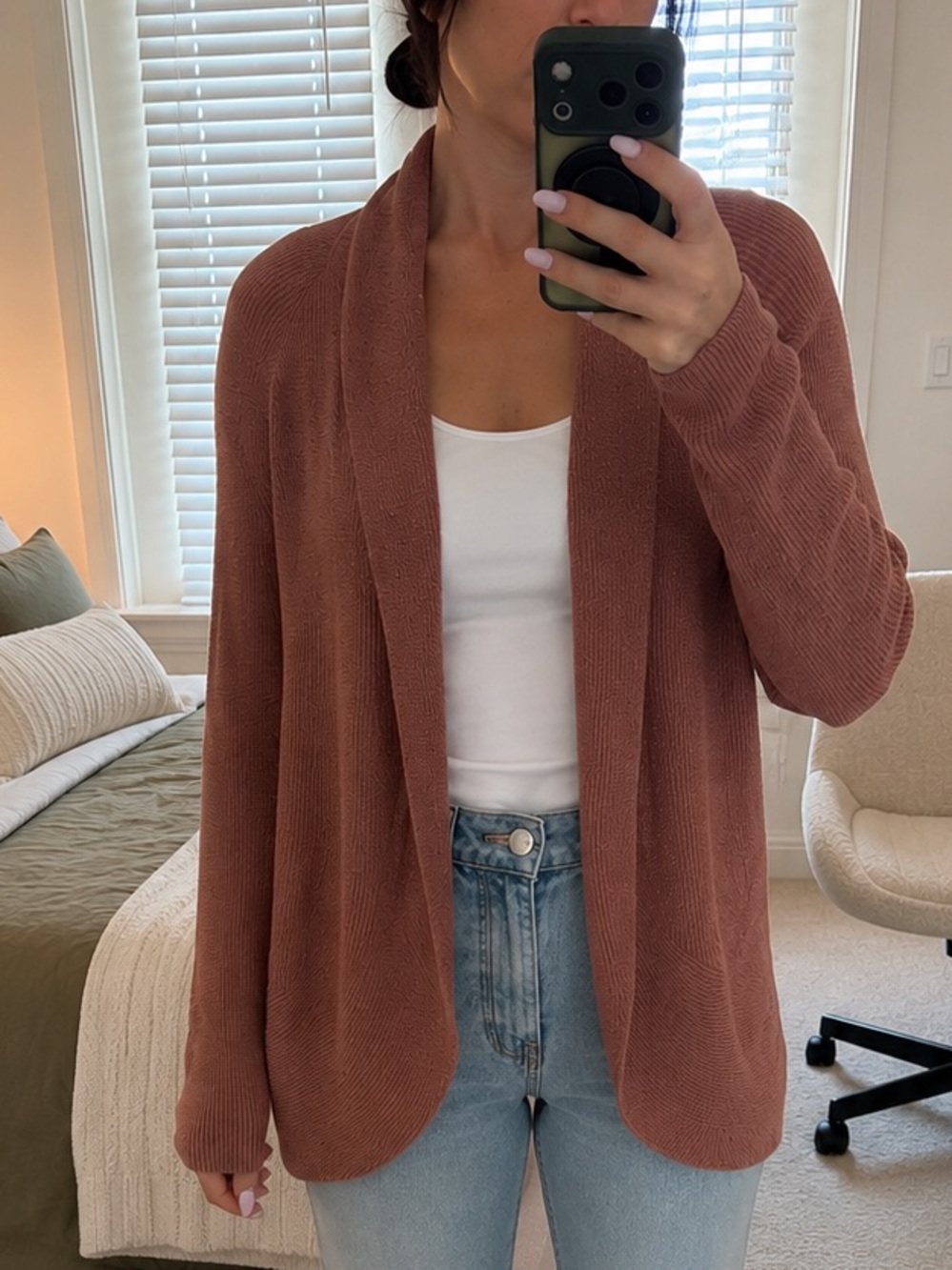[Barefoot Dreams] CozyChic Ultra Lite Cocoon Cardigan in Faded Brick - Size XS